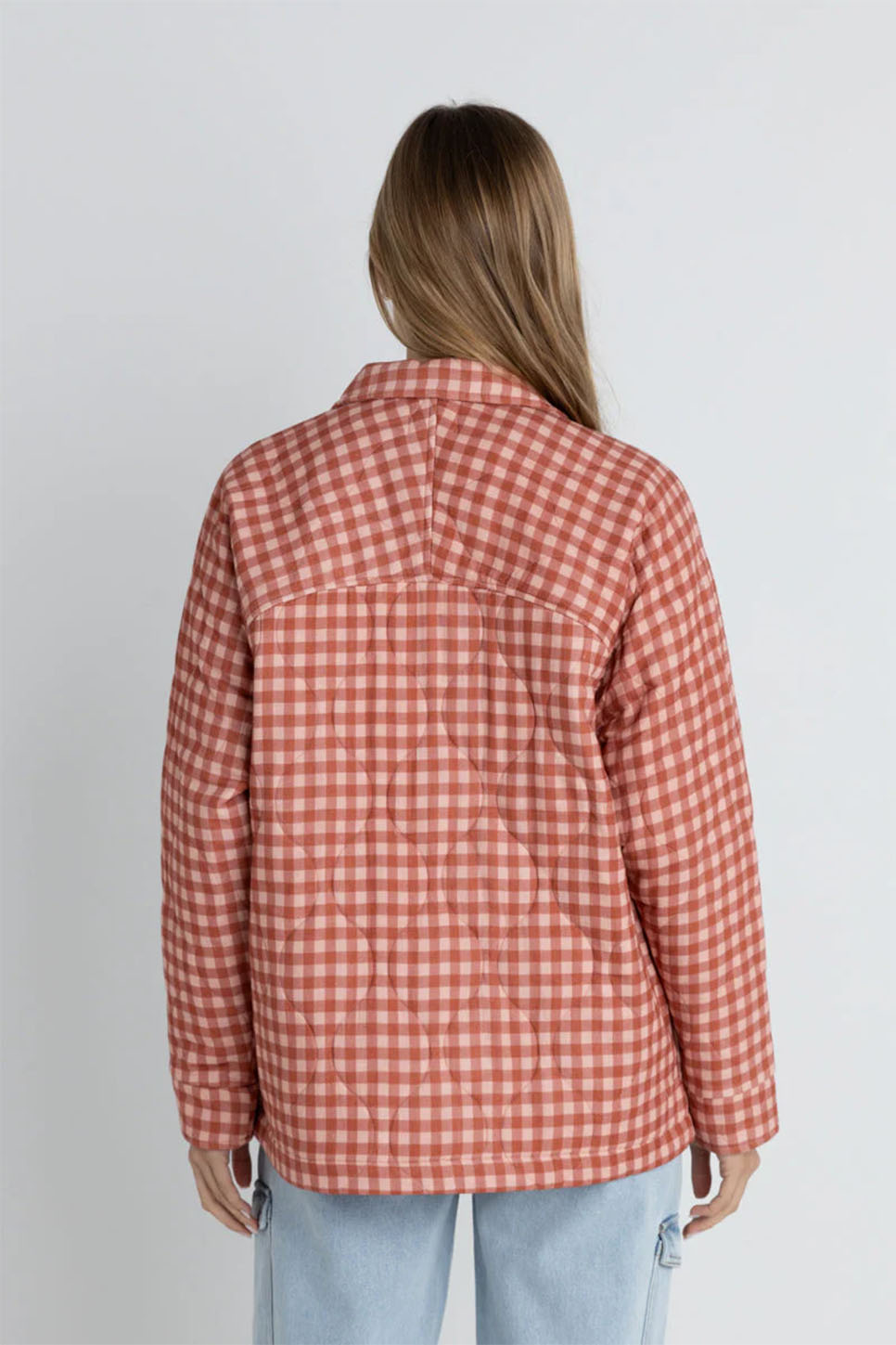 Rhythm - Lola Check Quilted Jacket - Peach - Back