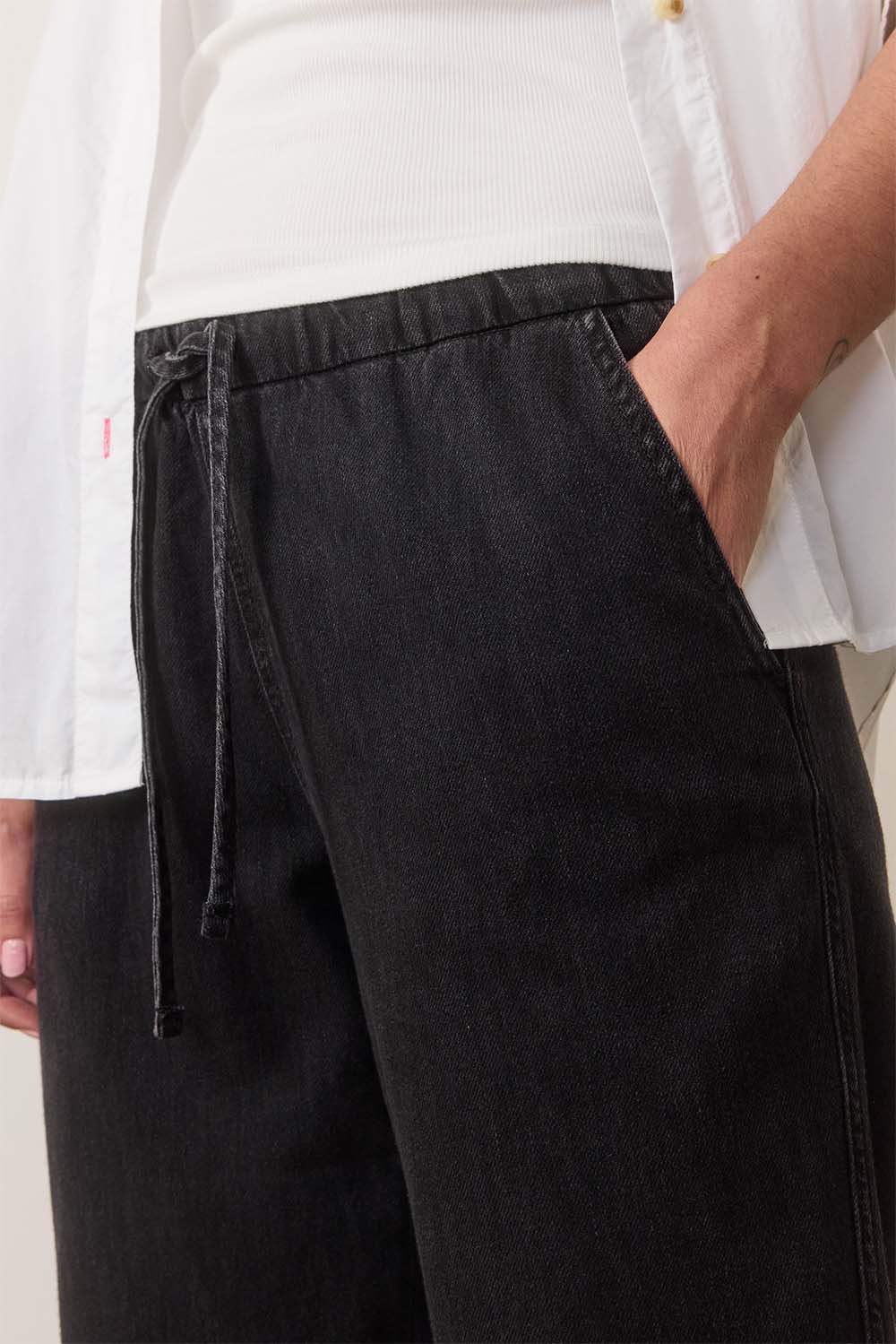 Marine Layer - Denim Drawstring Pant - Black - Detail