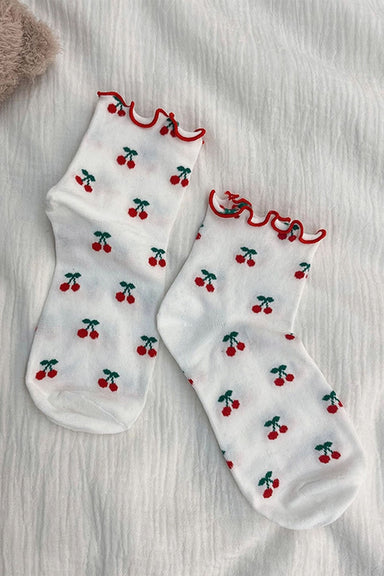 Accity - Cherry Cotton Socks - White
