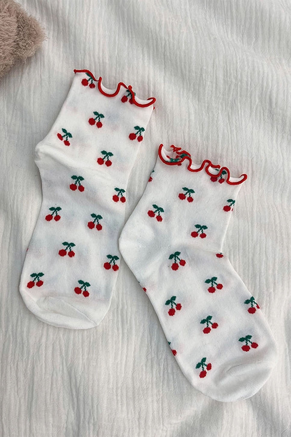 Accity - Cherry Cotton Socks - White