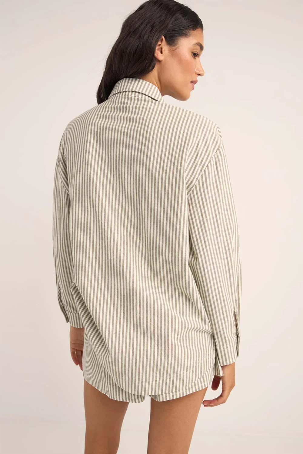 Rhythm - Valley Stripe Oversized Shirt - Ivy - Back