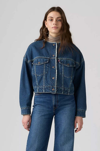 Levis - Collarless Crop Sherpa Trucker - Rogue Rumor - Front