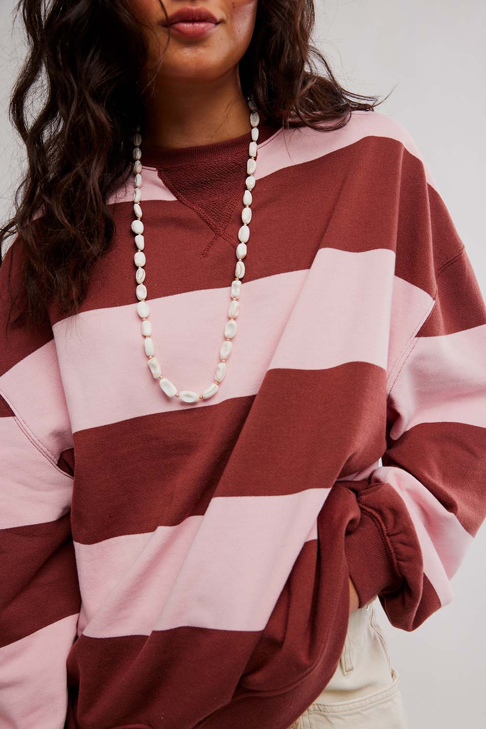 Free People - Classic Stripe Crew Wide - Cherry Combo - Detail
