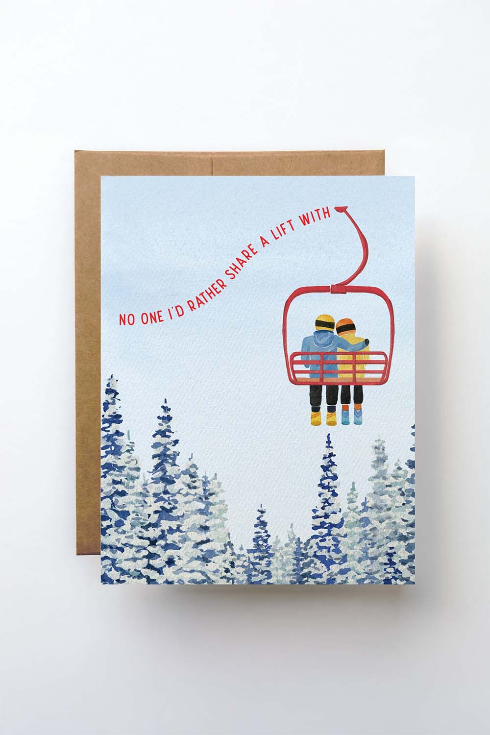 Watercolor Wednesdays - Ski Love Card