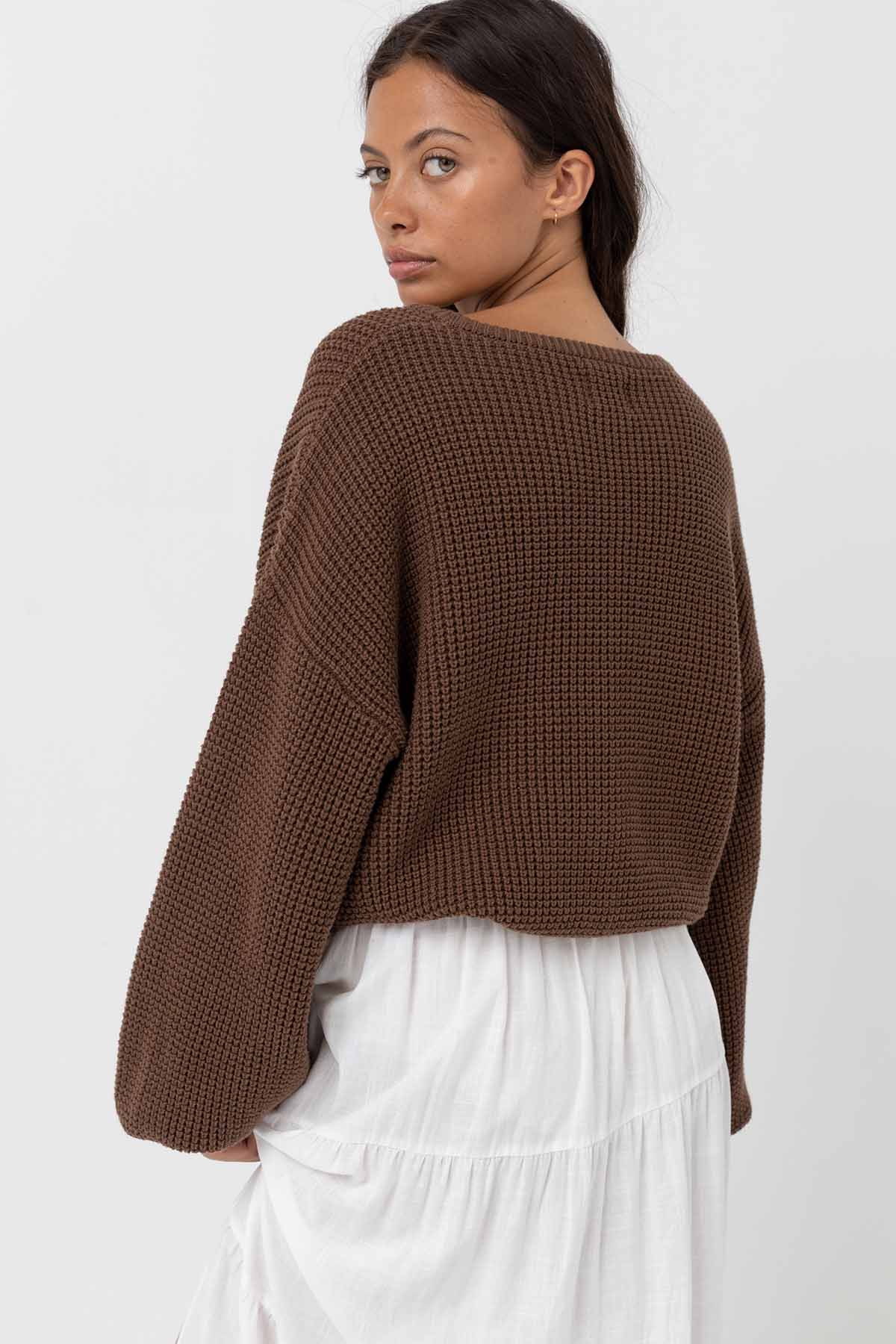 Rhythm - Classic Knit Jumper - Chocolate - Back