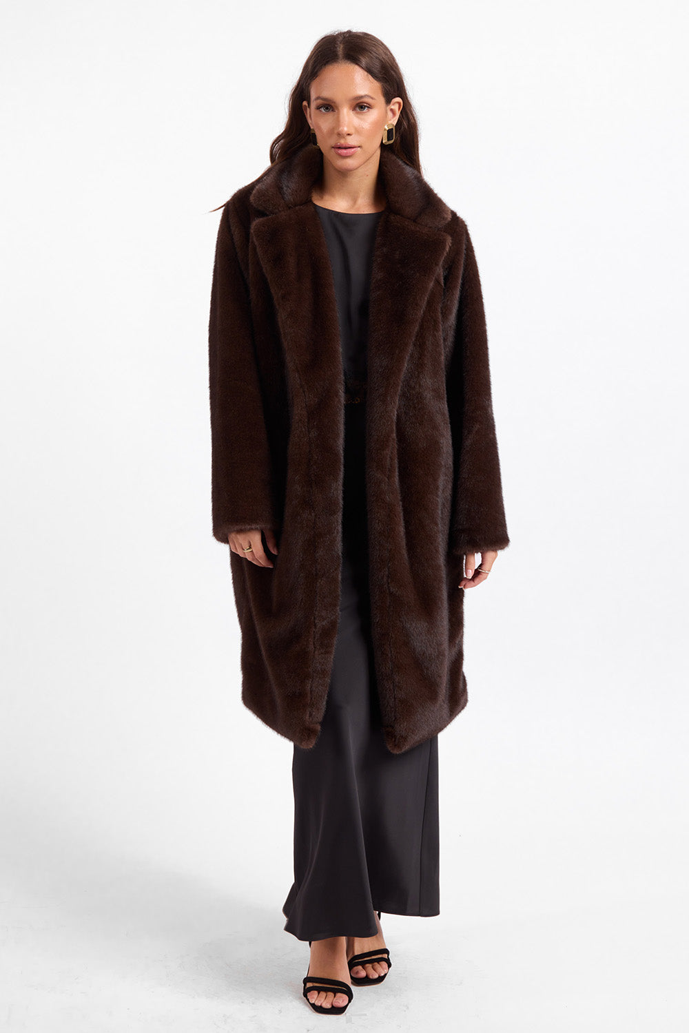 Sage the Label - Shyloh Fur Coat - Oak - Front