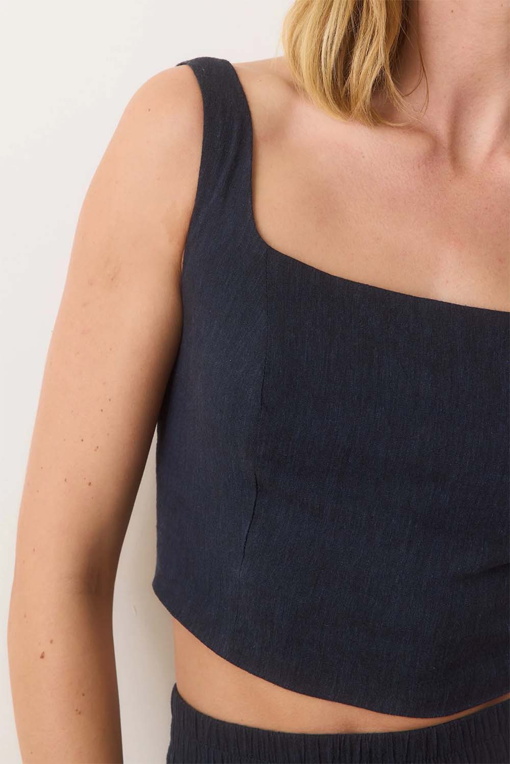 Marine Layer - Zoe Hemp Tank - India Ink - Detail