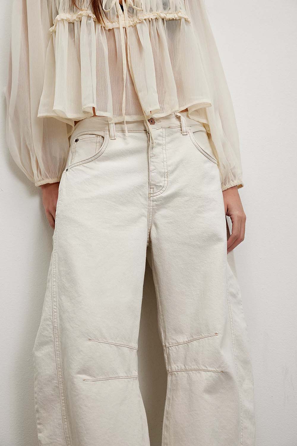 Free People - Good Luck Mid Rise Barrel - Milk - Detail