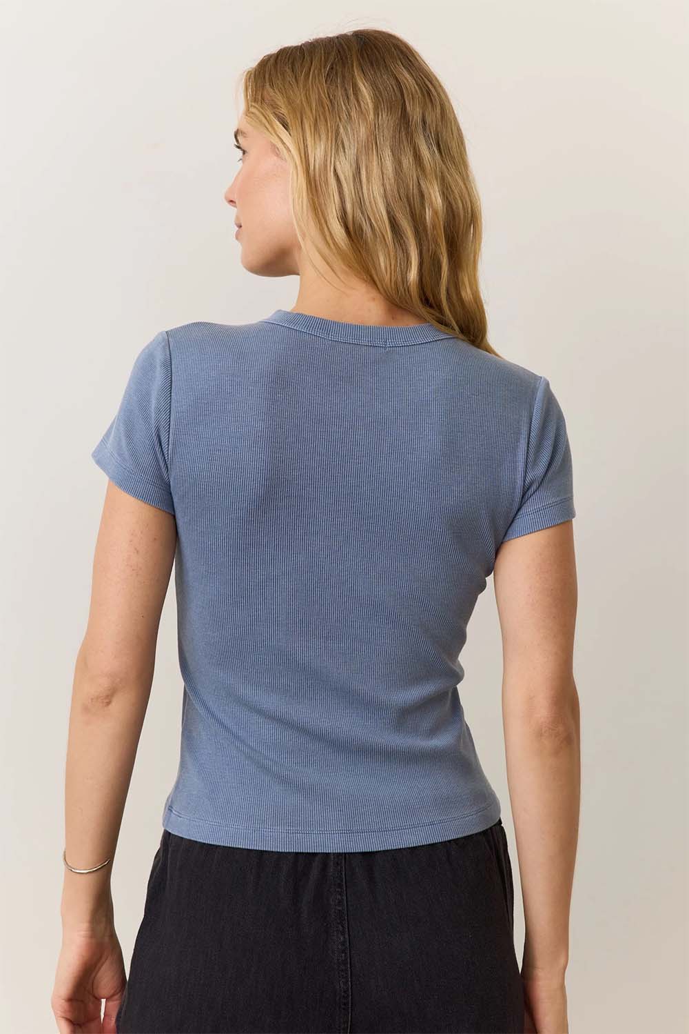 Marine Layer - Lexi Rib Sun-In Crew Tee - Graphite - Back