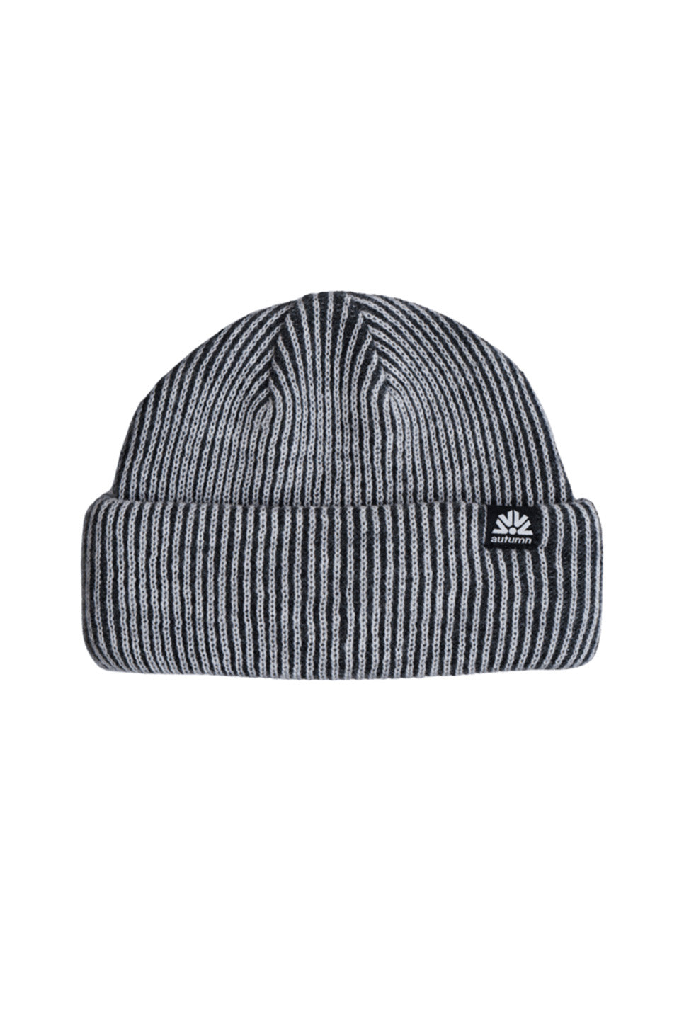 Autumn Shorty Cord Double Roll Beanie in Charcoal — Flatlay view