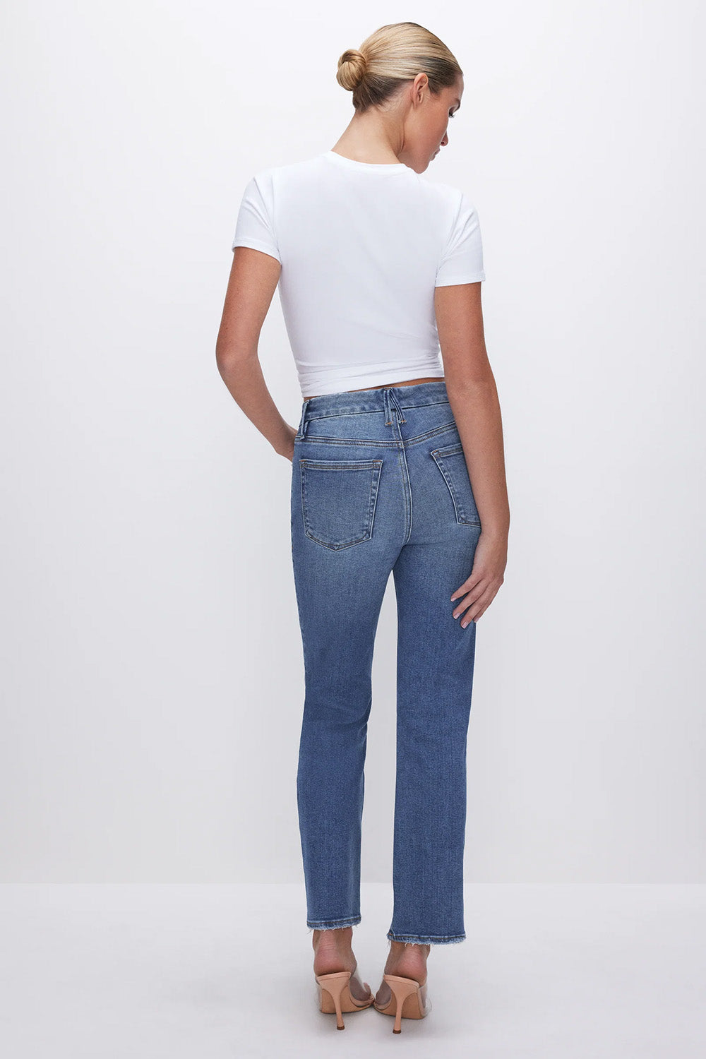 Good American - Always Fits Straight Jeans - Indigo - Back