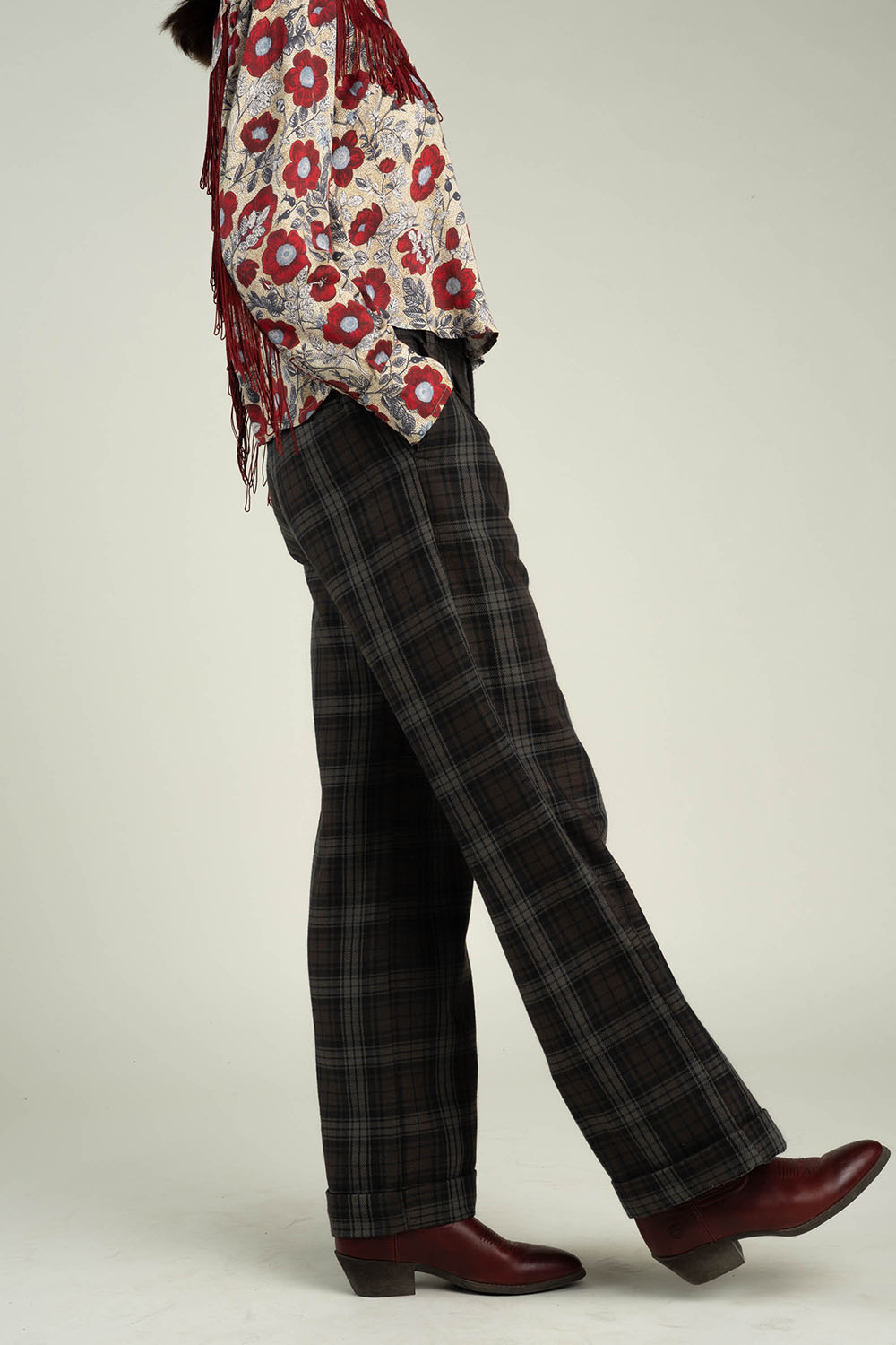Sendero - Sundown Western Trouser - Charcoal Plaid - Side