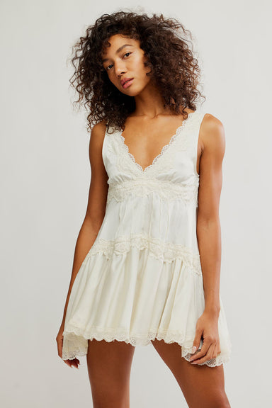 Free People - In this Groove Mini Slip - Tofu - Front