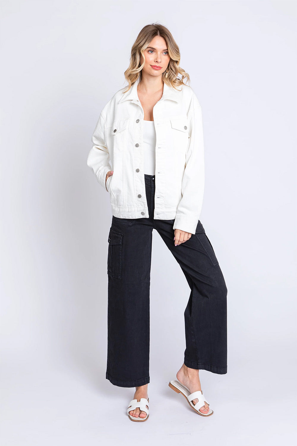 Letter to Juliet - Oversized Denim Jacket - White