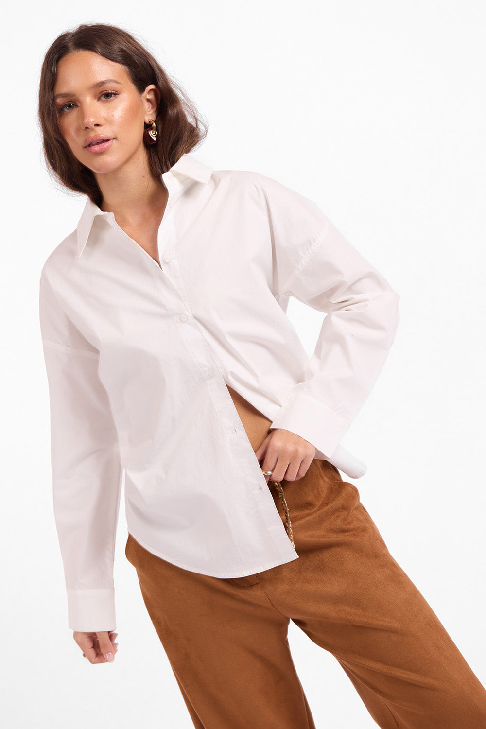 Sage the Label - Amelia Button Up Shirt - White - Front Angle