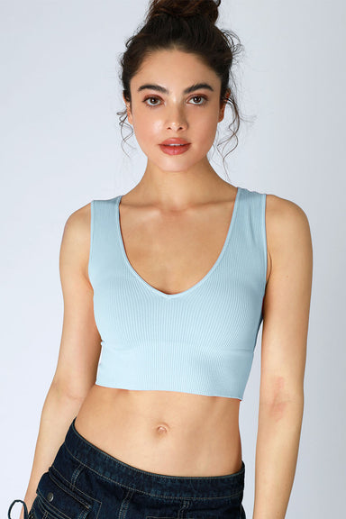 Niki Biki - Plunge V-Neck Crop Top - Breezy Blue