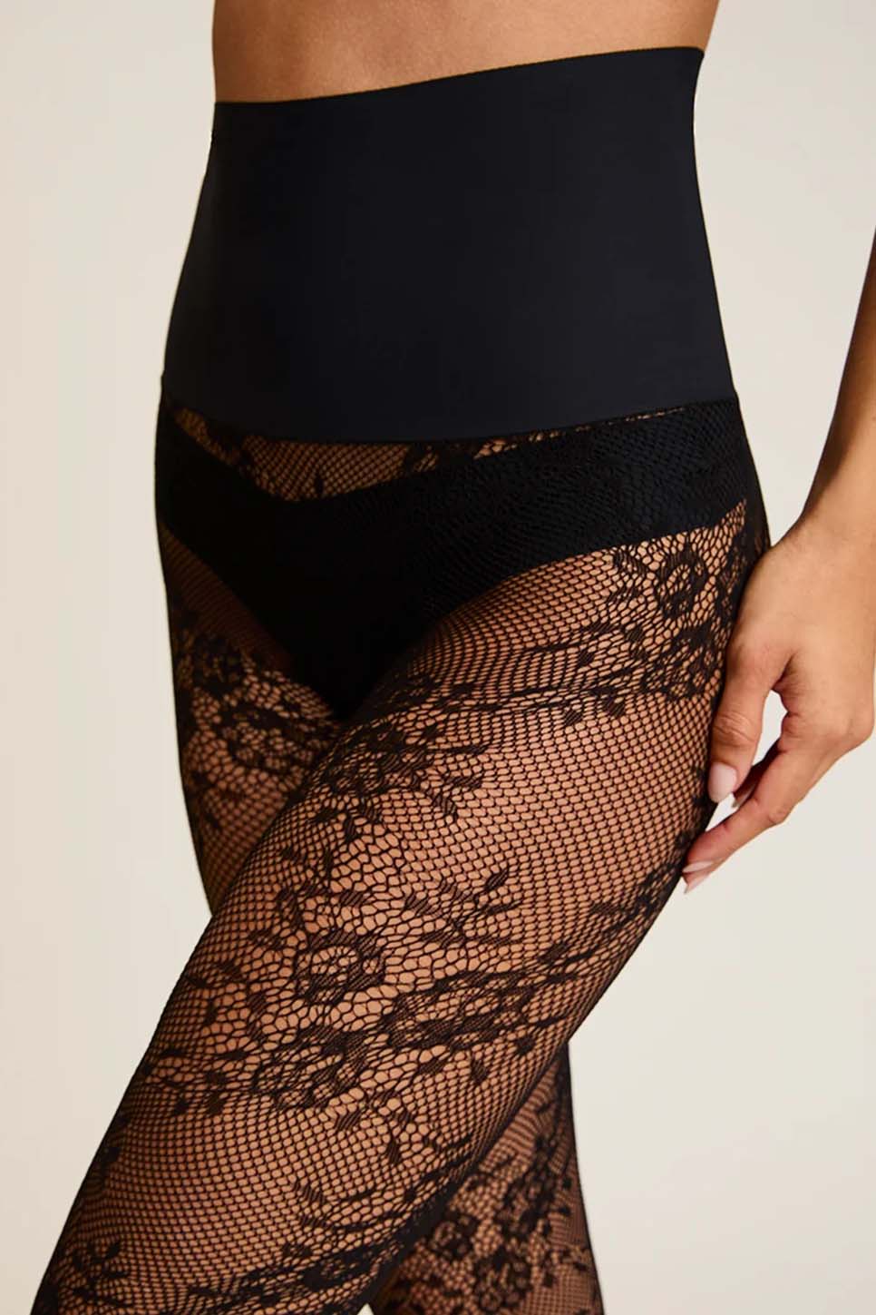 Commando - Floral Net Tights - Black - Detail