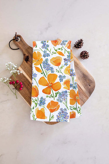 Watercolor Wednesdays - California Poppy Tea Towel