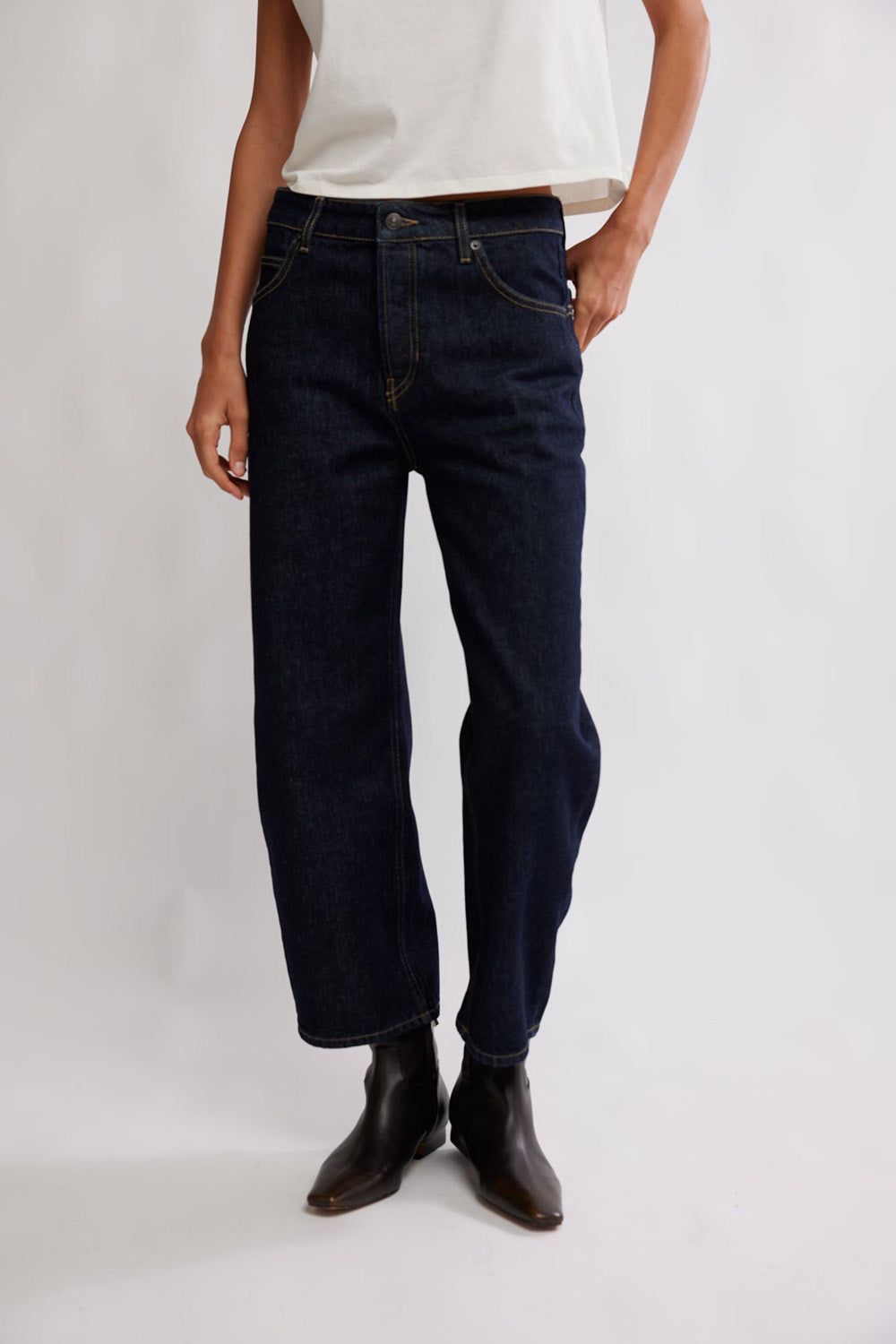 Free People - Deep Trance Dropped BF Jeans - Rinse - Front