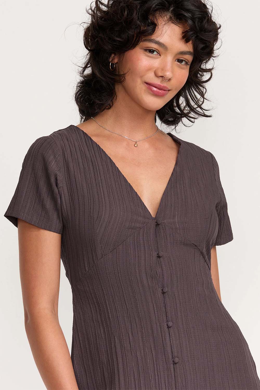 RVCA - Understated Midi Dress - Raisin - Detail