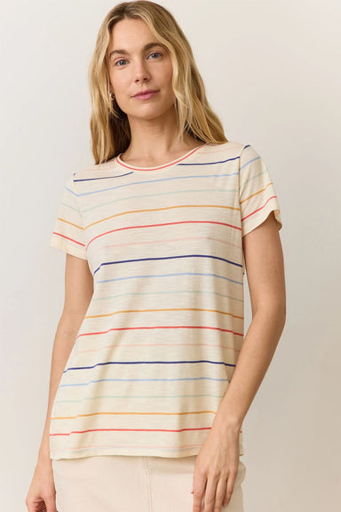 Marine Layer - Stripe Swing Crew Tee - Rainbow Stripe - Front