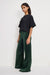 good american velvet good waist palazzo pant pine green side