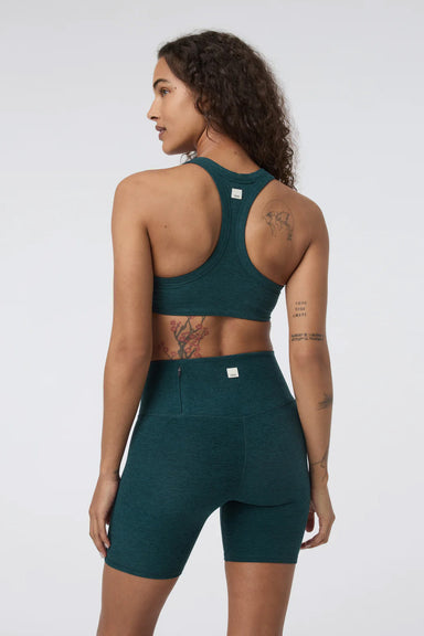 vuori elevation racer bra moss heather back
