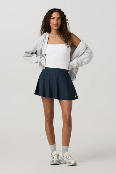 vuori baseling gingham skirt ocean blue