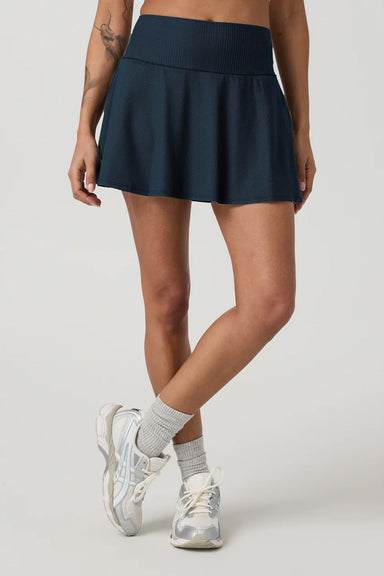 vuori baseling gingham skirt ocean blue front
