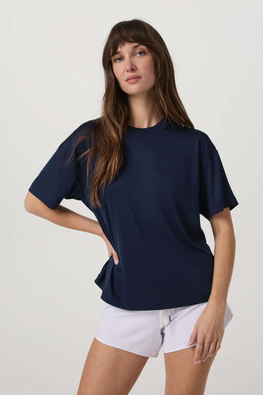 vuori energy tee long blue coast profile