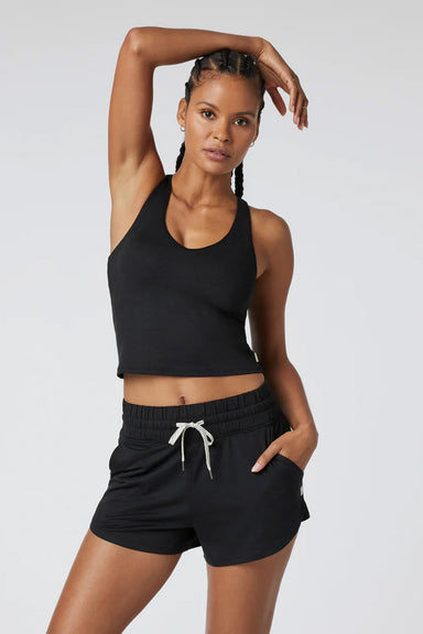 vuori halo performance crop 2.0 black heather front