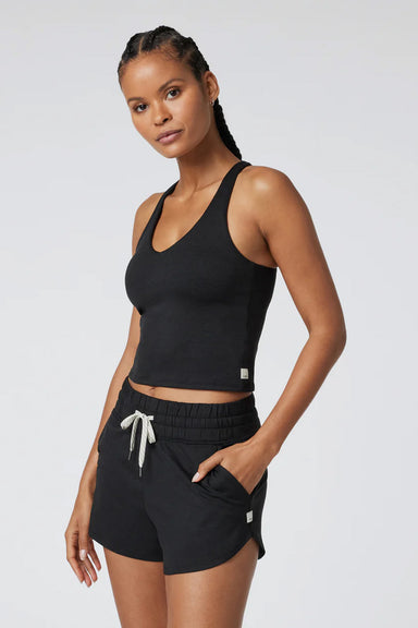 vuori halo performance crop 2.0 black heather side
