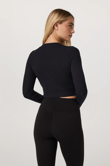 Vuori - LS Pose Mini Cardigan - Black - Back