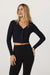 Vuori - LS Pose Mini Cardigan - Black - Front