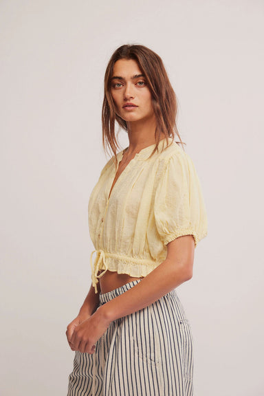 Free People - Little Cloud Shirt - Banana Cream - Side