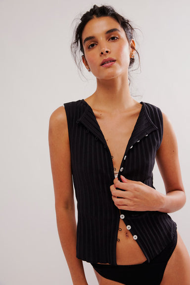 Free People - Tilly Vest - Black - Detail