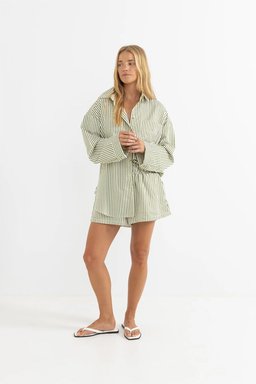 Rhythm - Cove Stripe LS Shirt - Aloe