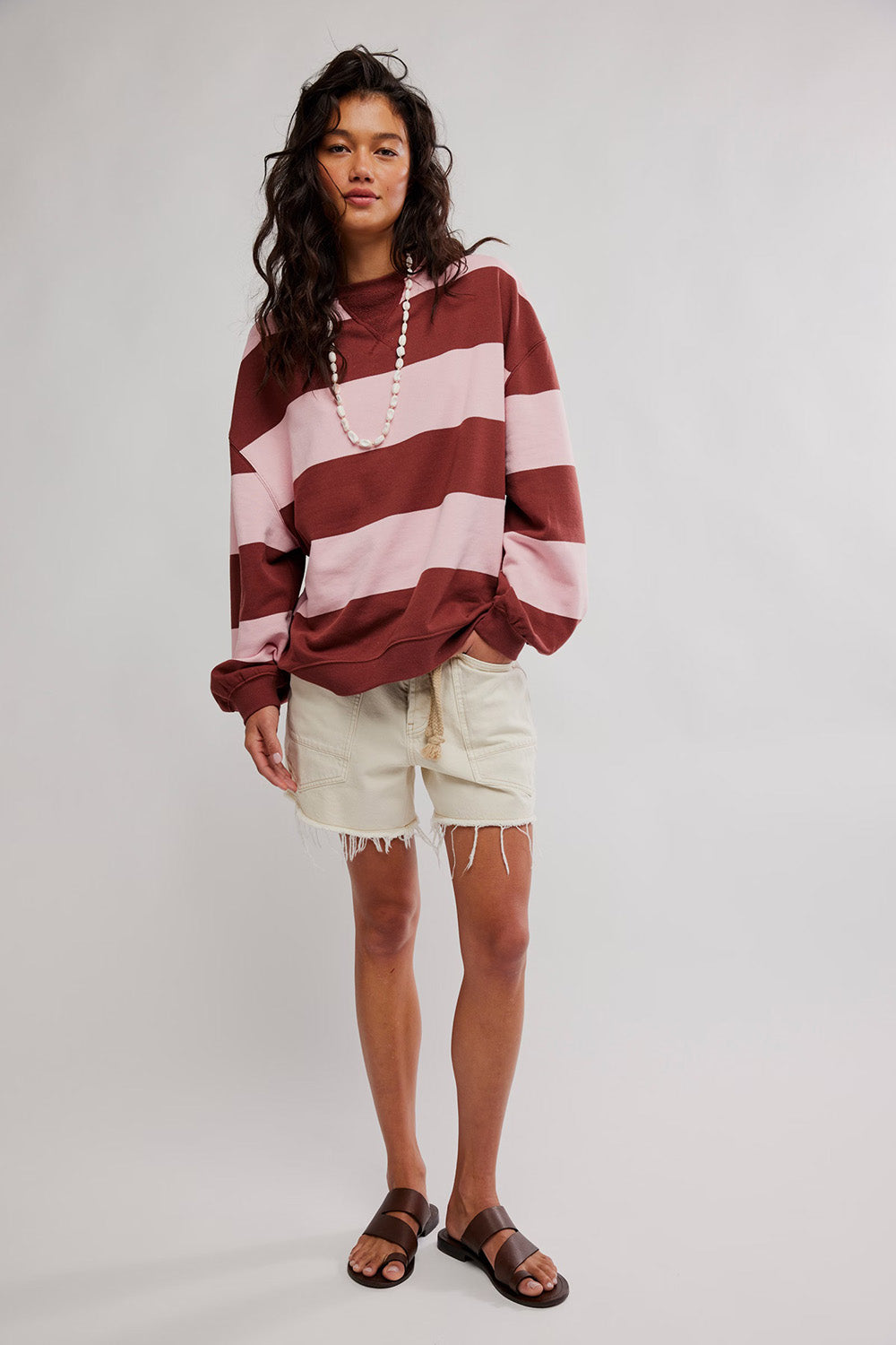 Free People - Classic Stripe Crew Wide - Cherry Combo - Front