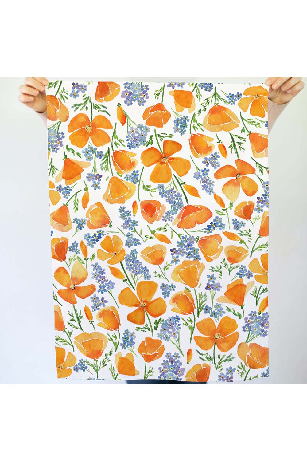 watercolor-wednesday-california-poppy-tea-towel-open