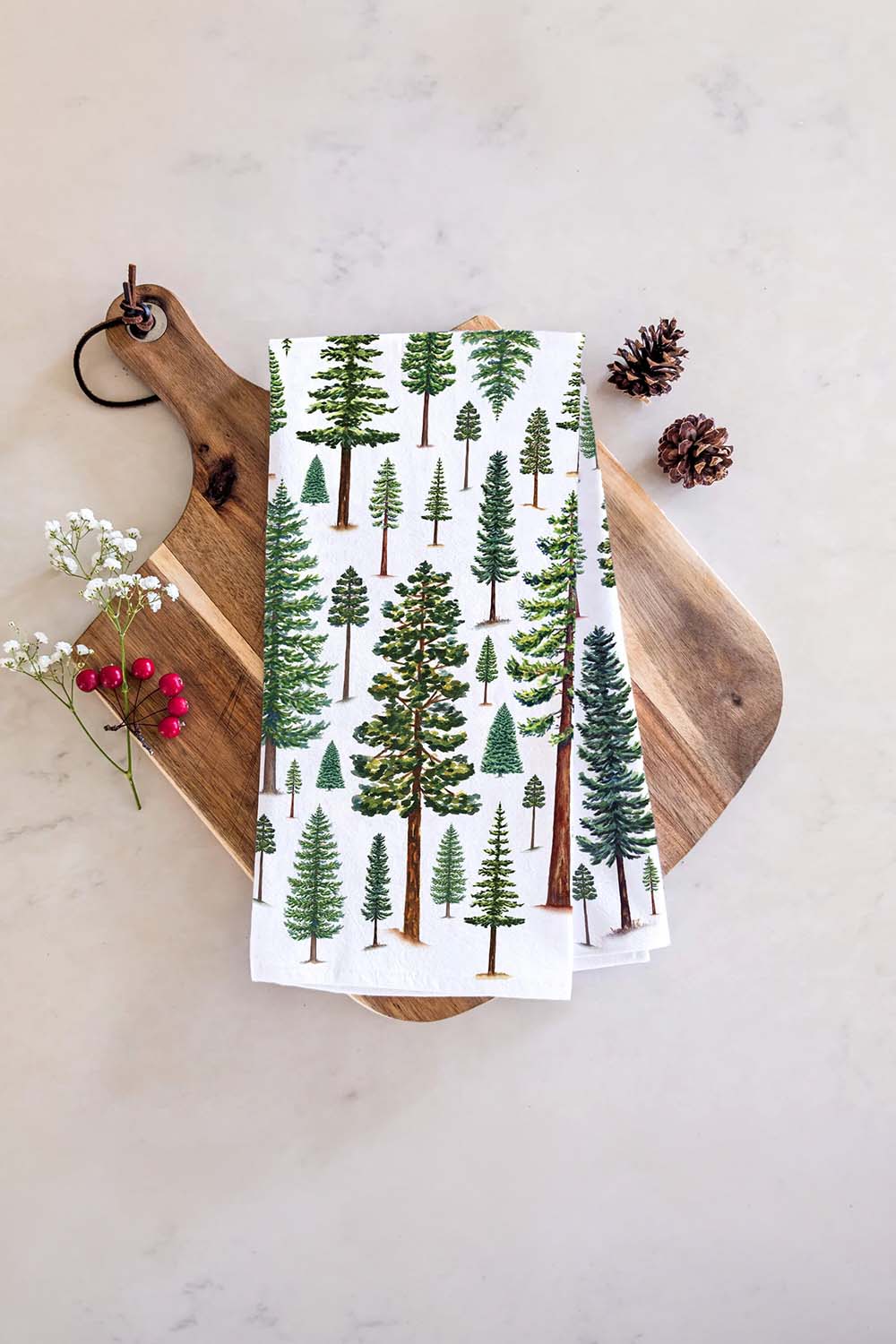 watercolor-wednesday-evergreen-trees-tea-towel