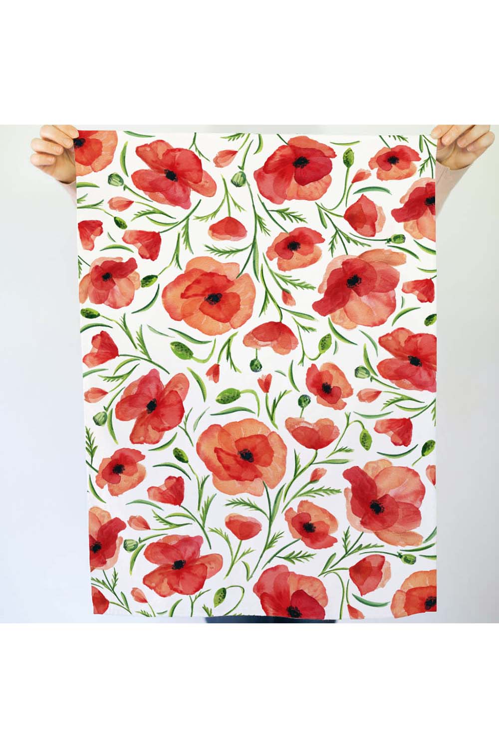 watercolor-wednesday-red-poppy-tea-towel-open