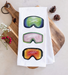 Watercolor Wednesday Ski Goggles Tea Towel — Styled view
