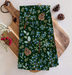 Watercolor Wednesday Winter Juniper Tea Towel — Styled view