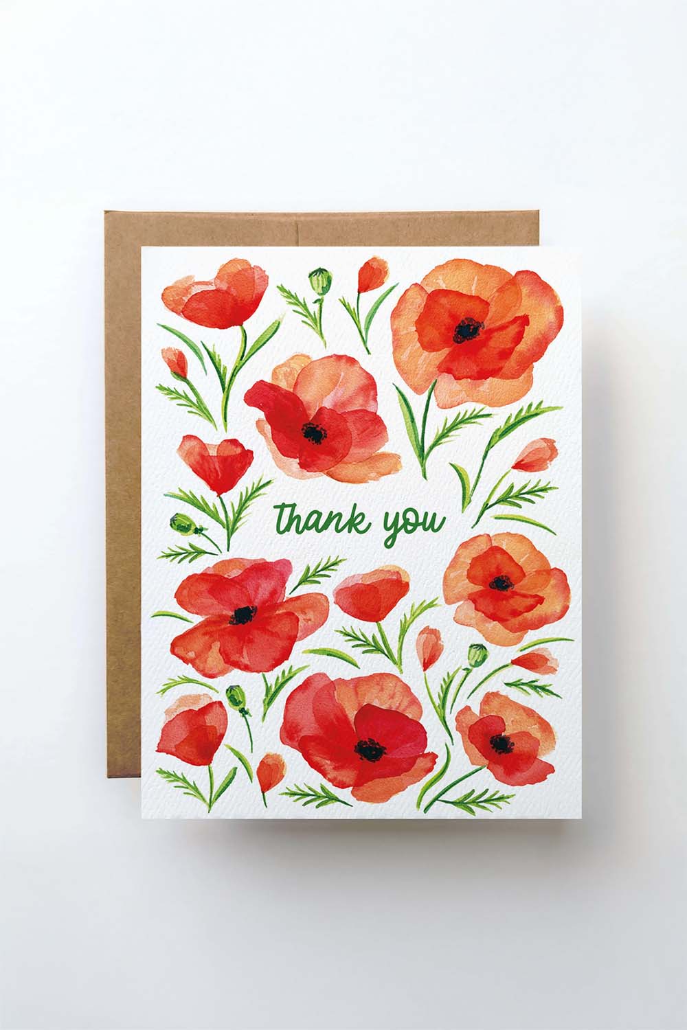 Watercolor Wednesday - Poppy Thank You Card