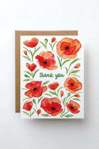 Watercolor Wednesday - Poppy Thank You Card