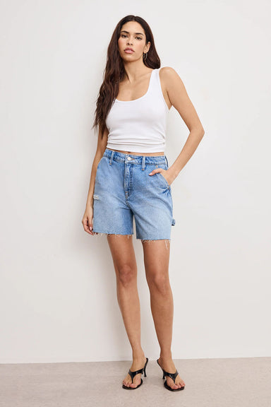 Good American - Carpenter Long Shorts - Indigo - Front