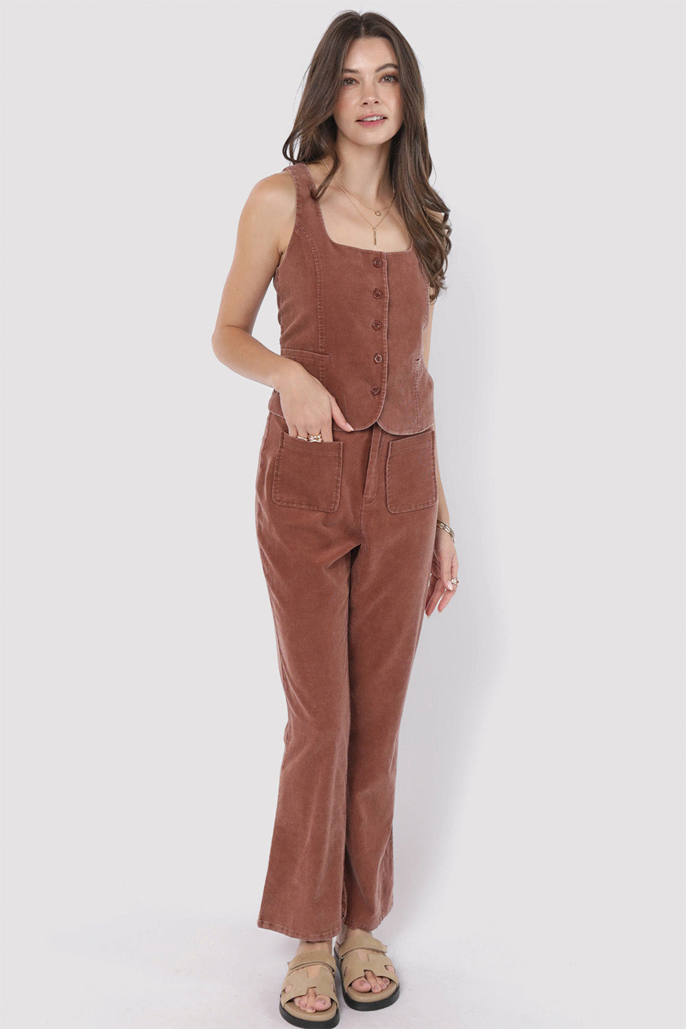 Sadie & Sage - Get Like This Vest - Washed Brown