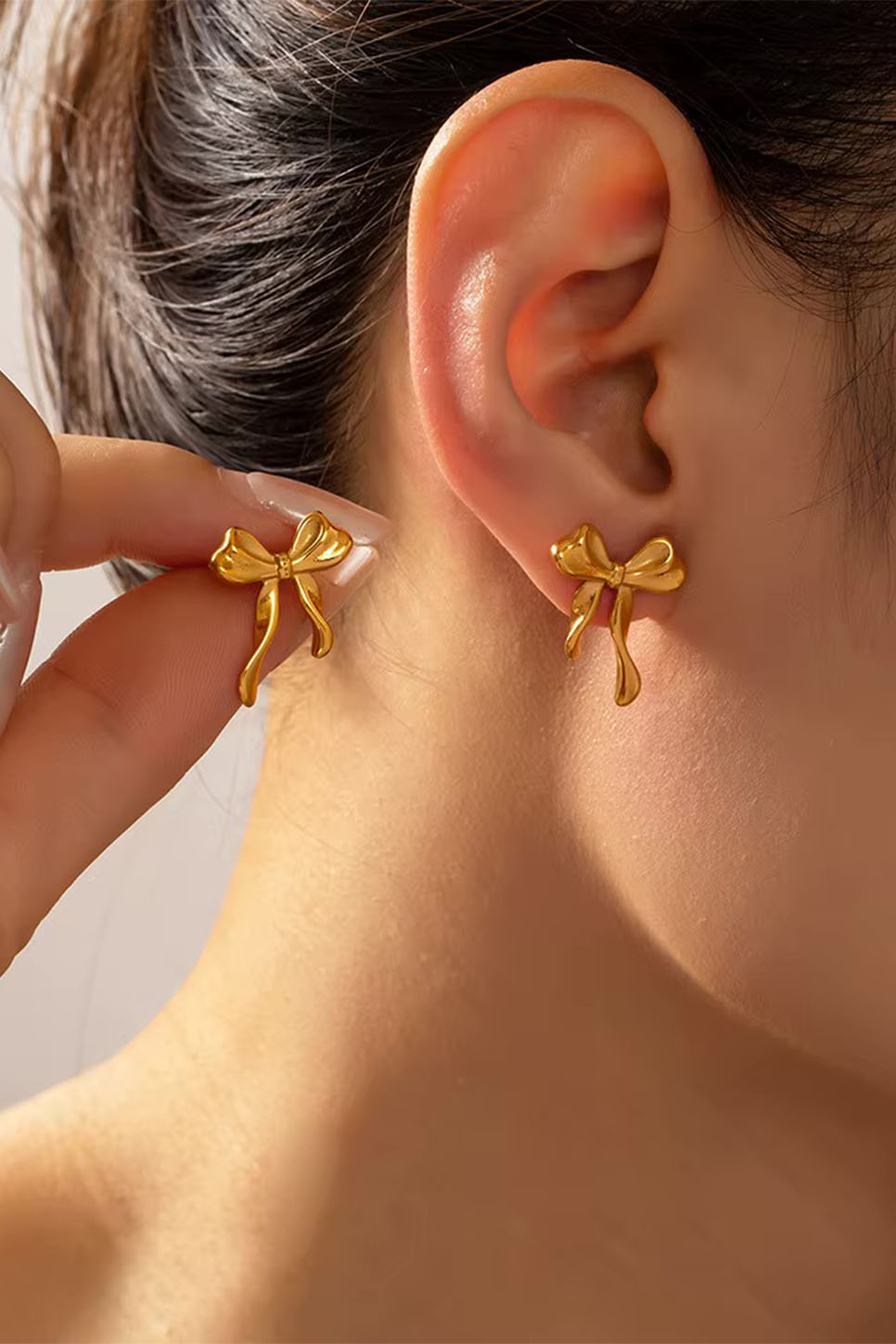 Pearl of the West - Cindy Bow Studs - 18K GP Stainless - Model