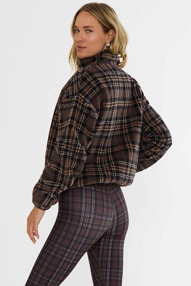 Beach Riot - Leona Plaid Sherpa - Chocolate Bar - Back