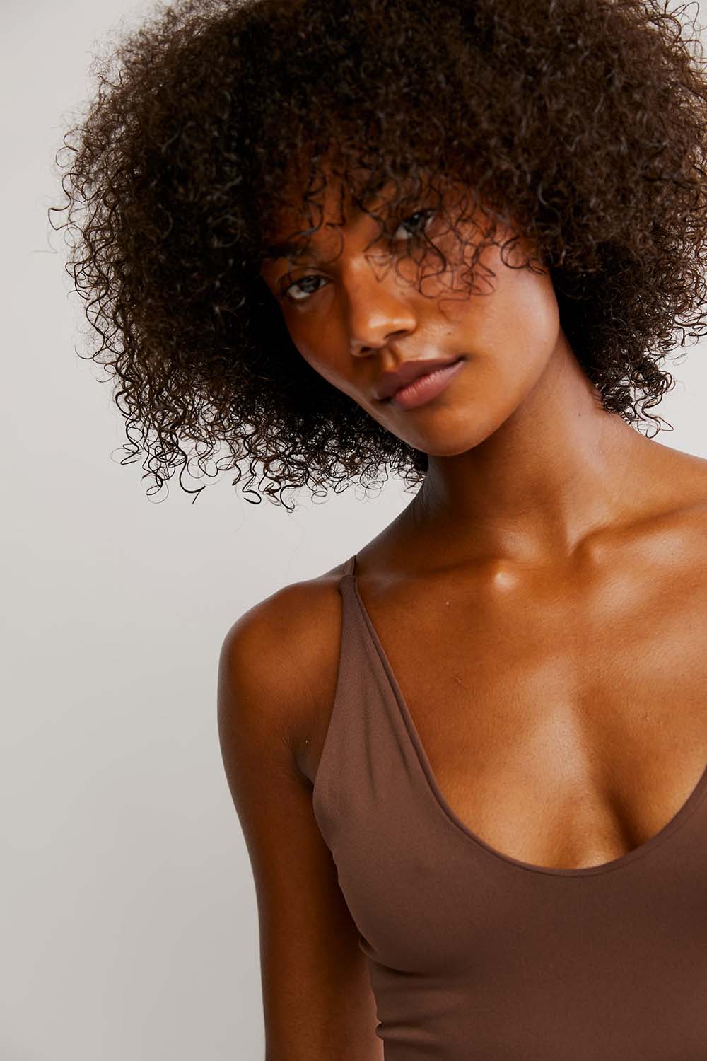 Free People - Seamless V Neck Cami - Chocolate Lava - Detail